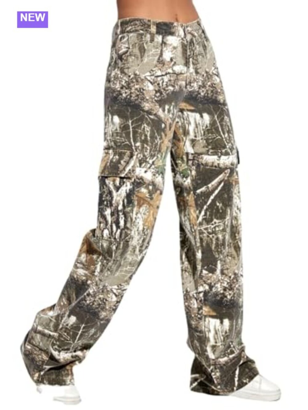 Women Camo Cargo Pants Straight Wide Leg Trousers with Pockets